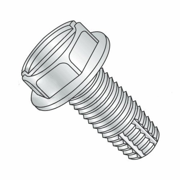 Newport Fasteners Thread Cutting Screw, #6-32 x 1/4 in, Zinc Plated Steel Hex Head Slotted Drive, 100 PK 854382-100